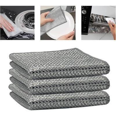 Multipurpose Non-Scratch Wire Dishcloth,Soft Wire Dishwashing Rags Safe for Non-Stick Cookware, Scrubs & Cleans for Dishes