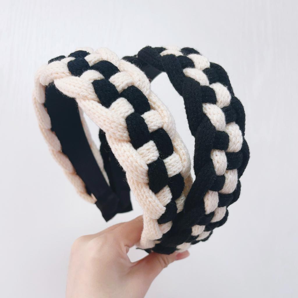 PROLY New Fashion Headband For Women Wide Side Warm Knitted Headwear Patchwork Turban Winter Casual Hair Accessories Hairband