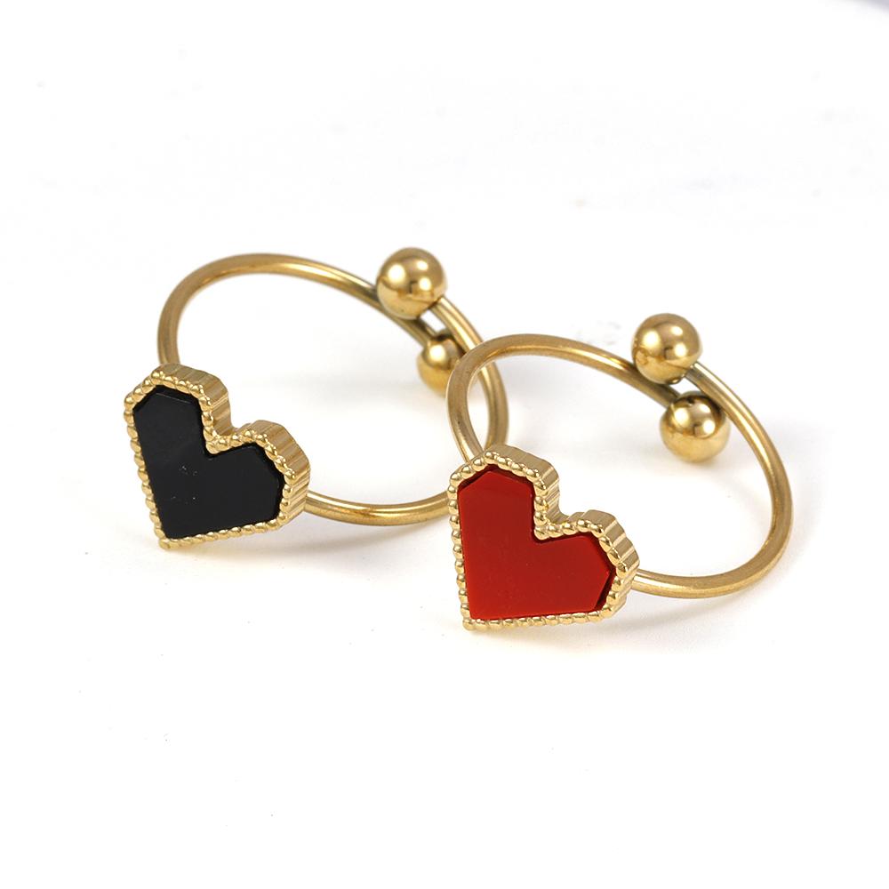 Fashion Stainless Steel Heart Shaped Rings For Women Classic Adjustable Size Gold Color Ring Wedding Party Jewelry