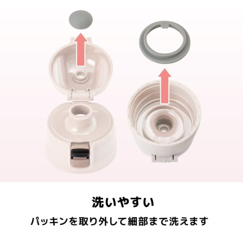 Atlas Water Bottle, 670ml/620ml Capacity, Insulated, Cold, and Hot, Lightweight, for Kids and Children, Includes Cup, 2-Way Storage, Pouch, Pink Beige