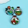 Cartoon Animal & Plant Message In a Bottle Pins: Frog, Mushroom, Lotus Leaf Backpack & Clothing Metal Badges