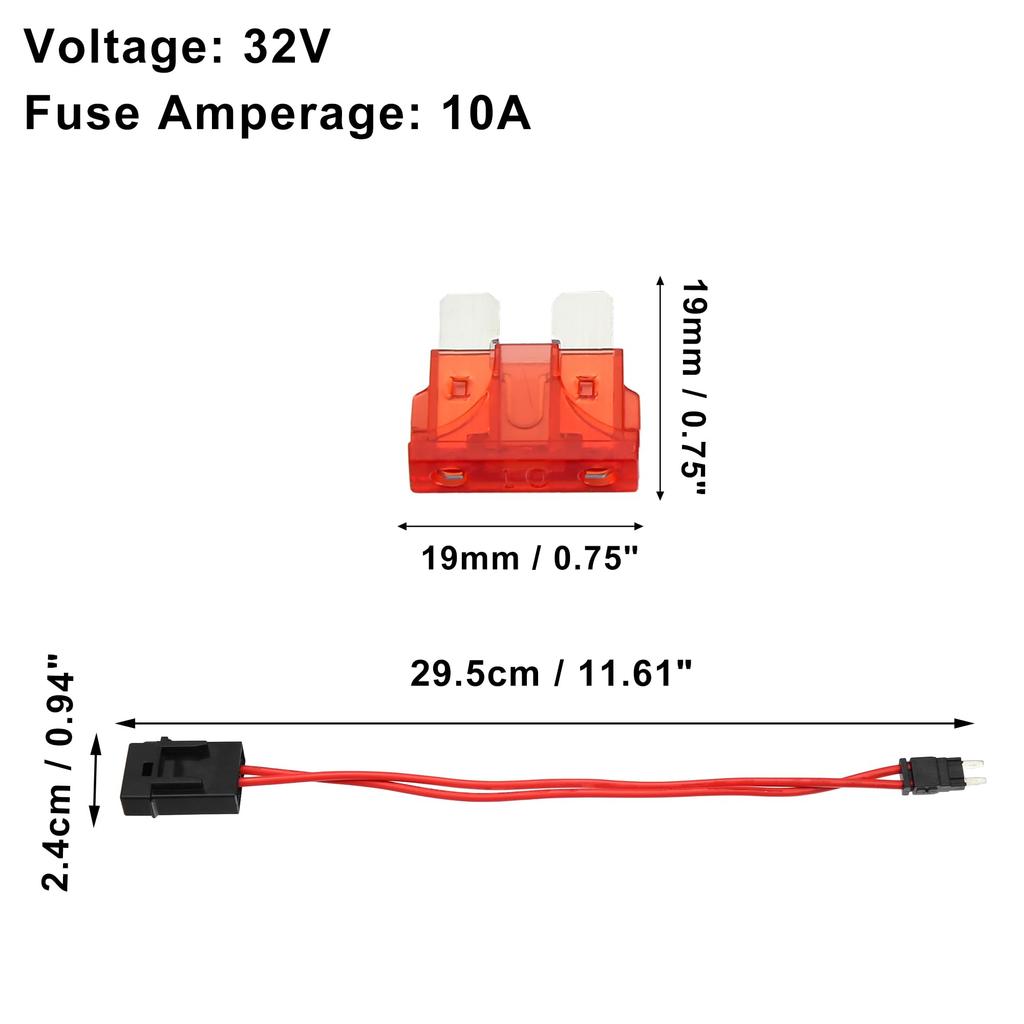uxcell 32V Mini Fuse Adapter Tap Fuse Kit with Two 10A Style Fuses for Car Boat