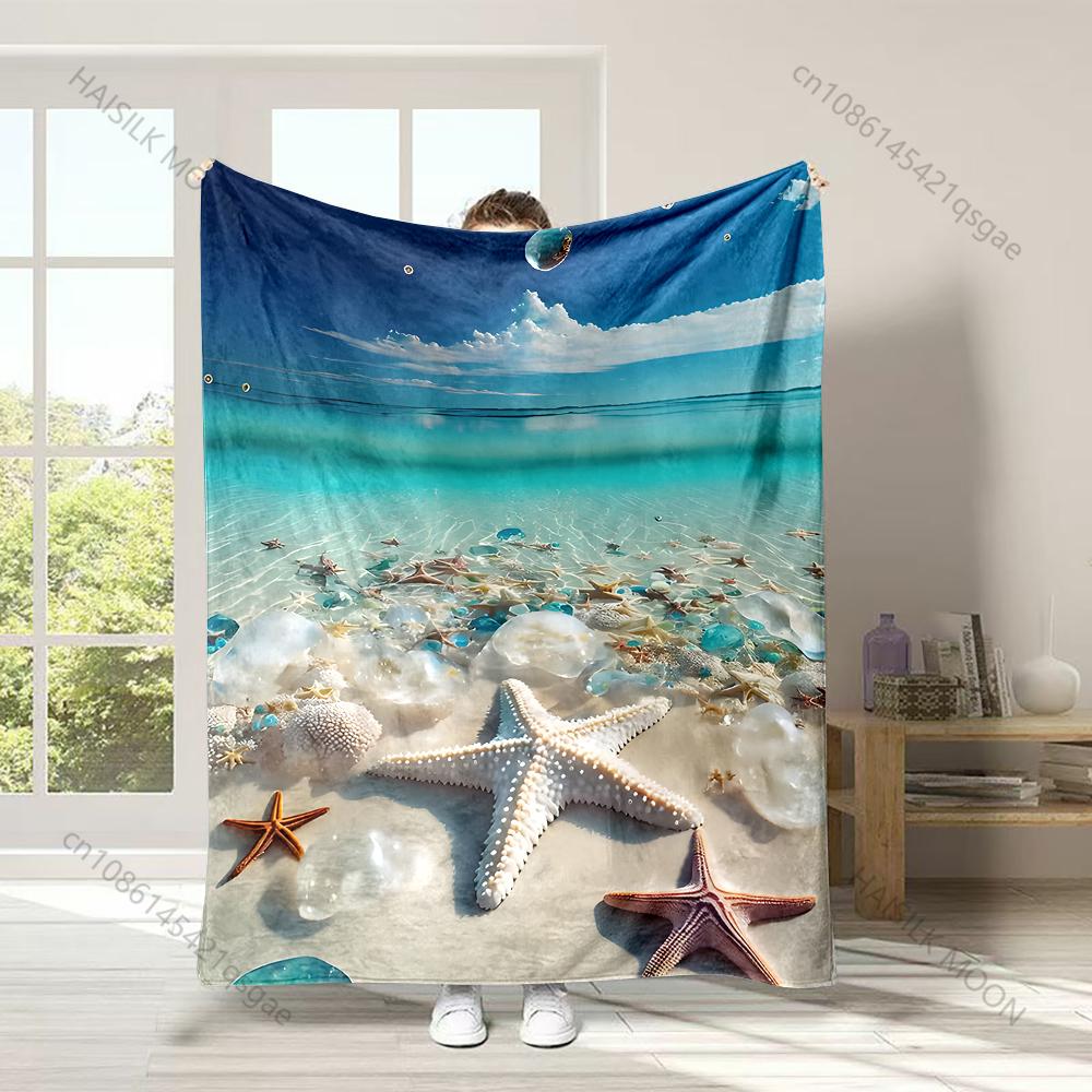 

1PC Starfish and clear bubbles Print Adult Children Warm Blankets Home Travel Car Soft and Comfortable Suitable for all seasons 75x100cm