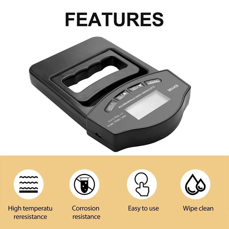 396Lbs/180Kg Grip Strength Tester Digital Hand Dynamometer USB LCD Screen Hand Grip for Power Training Sport