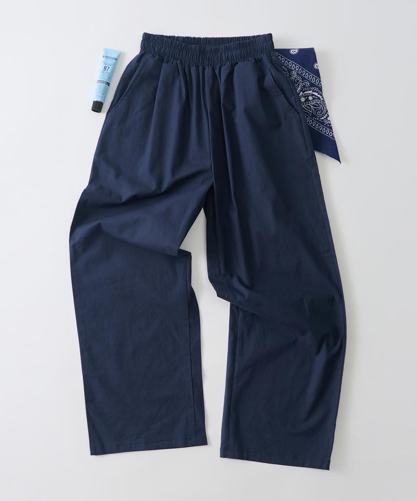 ANALOG MOOD Linen-Like Wide Pants (Navy)