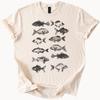Realistic Fish Graphic Art Tshirt Ocean Wildlife Black Ink Drawing Illustration Casual Tee