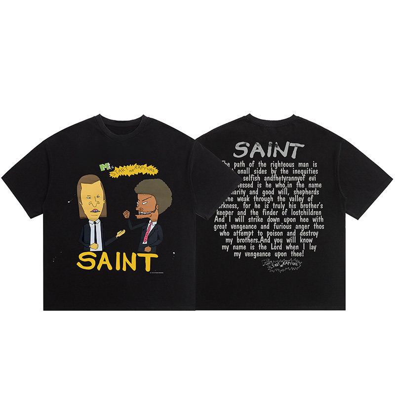 Rare Summer Saint Vintage Michael Graphic Cotton Unisex Summer Short Sleeve Fashion Brand Tees Luxury Casual Vintage Tshirt