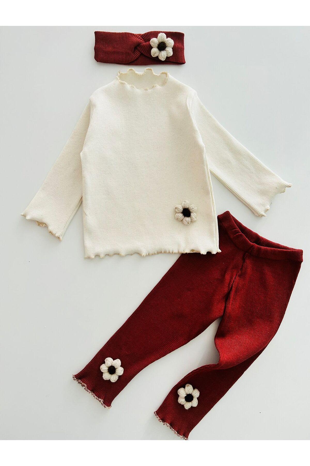 

Kız Bebek Çocuk Fitilli Bandanalı Alt Üst Takım 4 Yaş кремовый/коричневый