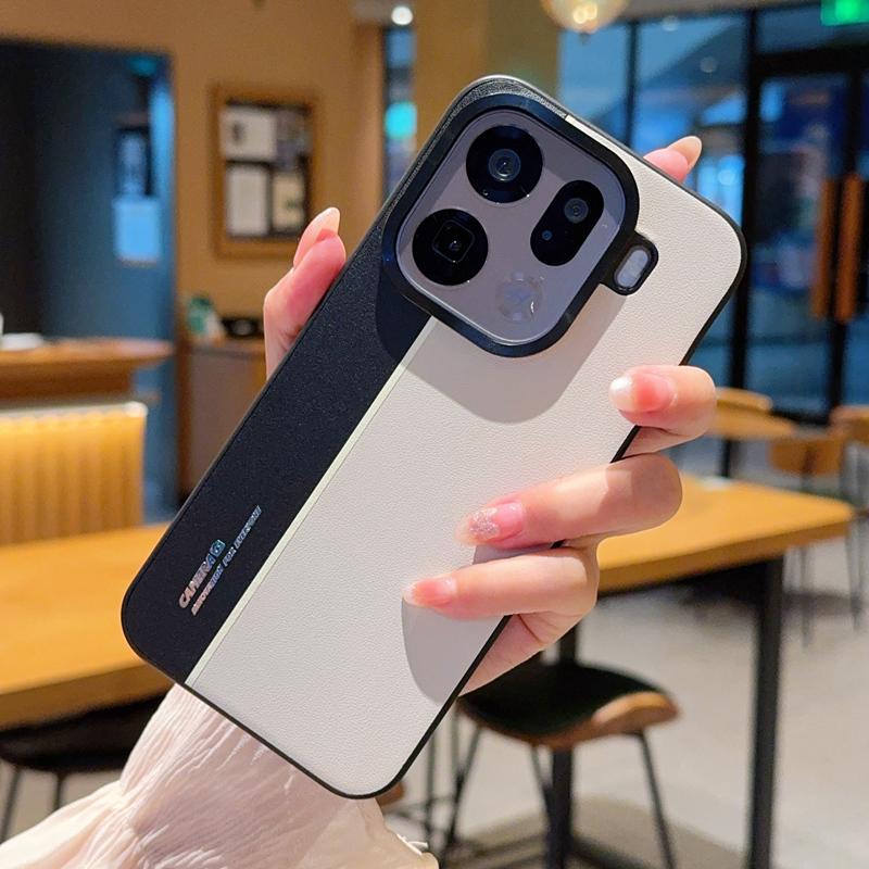 

For OPPO Find X9 X9 Pro electroplated leather fluorescent color-block anti-fingerprint anti-drop phone case For Find X9