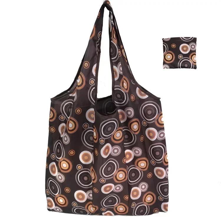 Fashion Printing Foldable Eco-Friendly Shopping Bag Tote Folding Pouch Handbags Reusable Large-capacity for Travel Grocery Bag