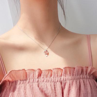 Strawberry Crystal Star Necklace Simple Personalized Design Sense Forest Moonstone Student Collarbone Chain Women