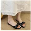 Women Summer Outdoor Sandals 2026 Summer Fashion Round Toe Bow-knot Non Slip Flat Slippers Lightweight Soft Bottom Beach Shoes