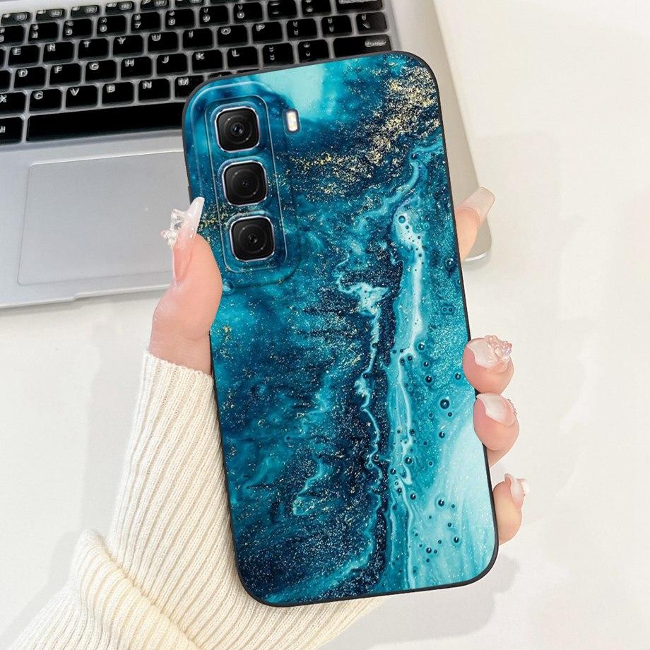 For Infinix Hot 50 50i 4G X6882 X6531 Case Liquid Silicone Soft TPU Back Cover Hot50 Hot50i Phone Funda Gothic Black Night Shell