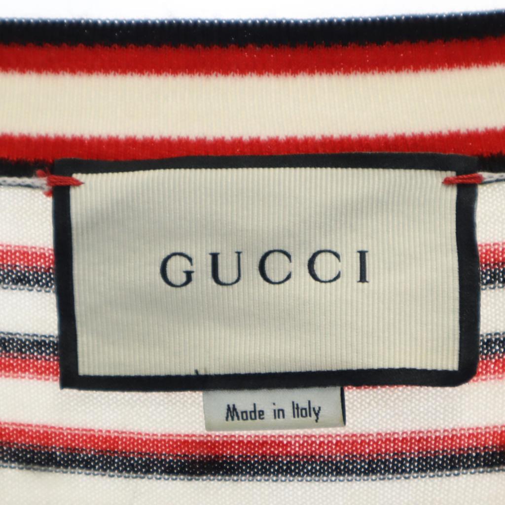 GUCCI made in Italy Border Pattern Long sleeve V neck cardigan L Red Men's Used