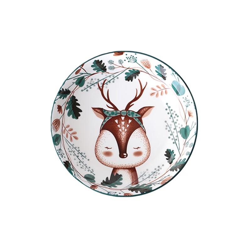 Cute Cartoon Deer Ceramic Dinner Plate Set 8 inch