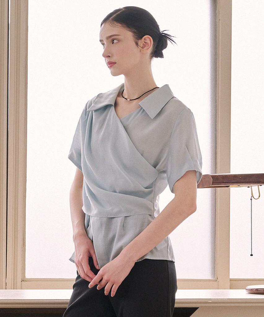 MICANE Florence Flat Collar Wrap Blouse
