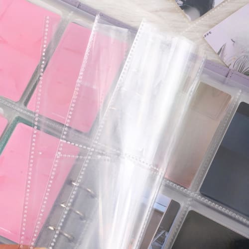 HaNaRuNa A5 6-Ring Macaron Binder, Card Case, File, Metallic Pastel Rainbow Korean Puzzle Pattern (Metal Sky Blue)