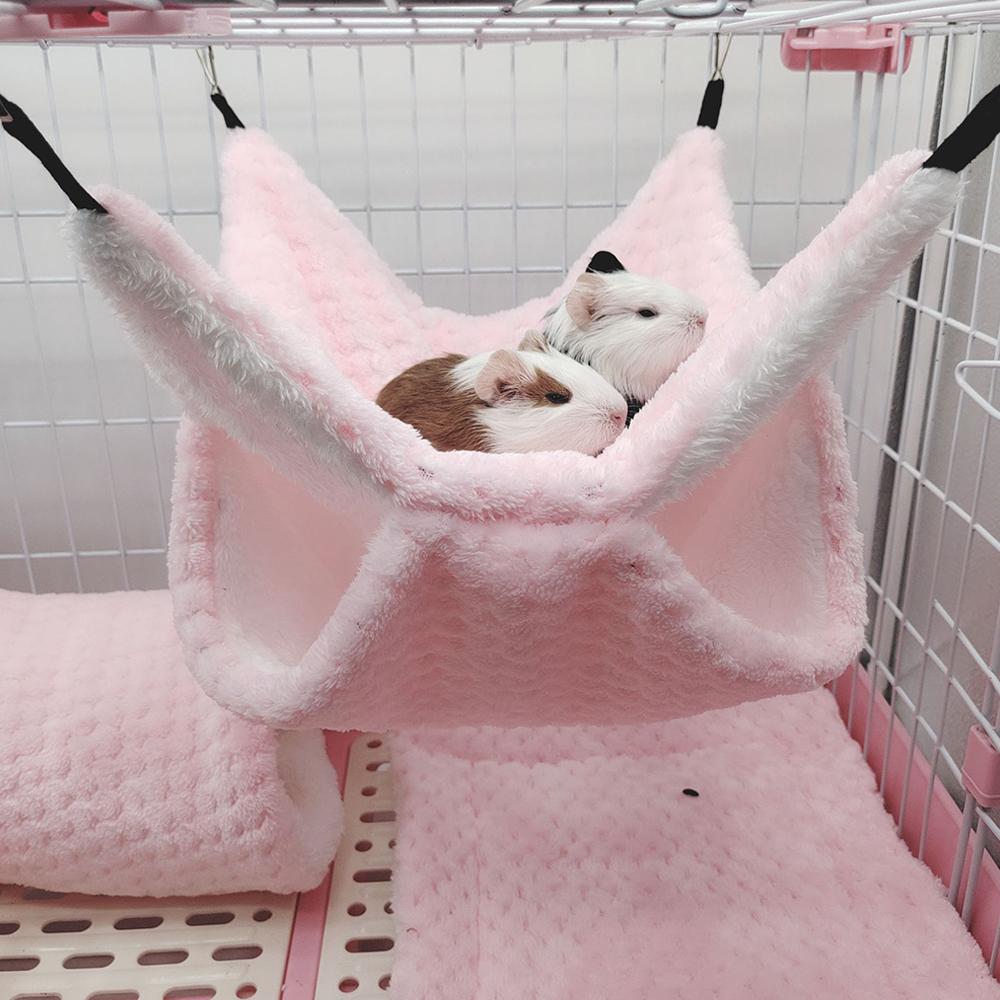 Warm Plush Hamster Hammock Small Animal Double-layer Thicken Sleeping Bag Nest Pets Rat Squirrel Hanging Cage House