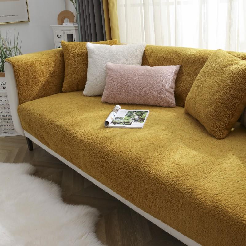 Sofa Cover Non-slip Plush Winter Sofa Cushion Seat Cushion Lamb Wool Sofa Cushion Living Room