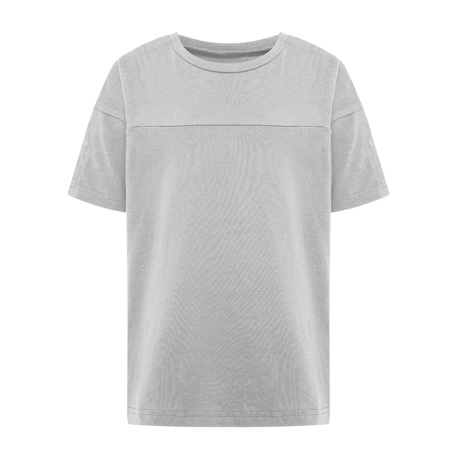 

Unisex Kids Special Needs Adaptive Clothing Fracture Postoperative Tear Away Press Buttons Top Round Neck Short Sleeve T-Shirt 9-10 Years сірий