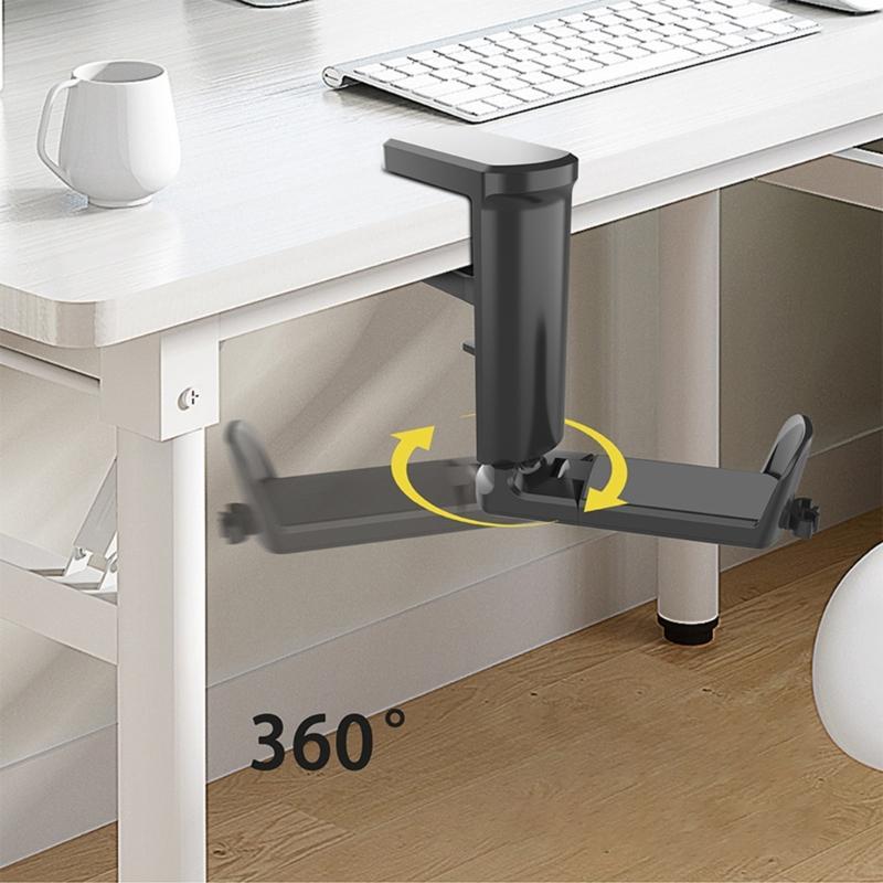 Desk Clamp Headphone Stand Space Saving Desk Headphone Hangers With Side Cable Clip And NonSlip Clamp Gaming Use