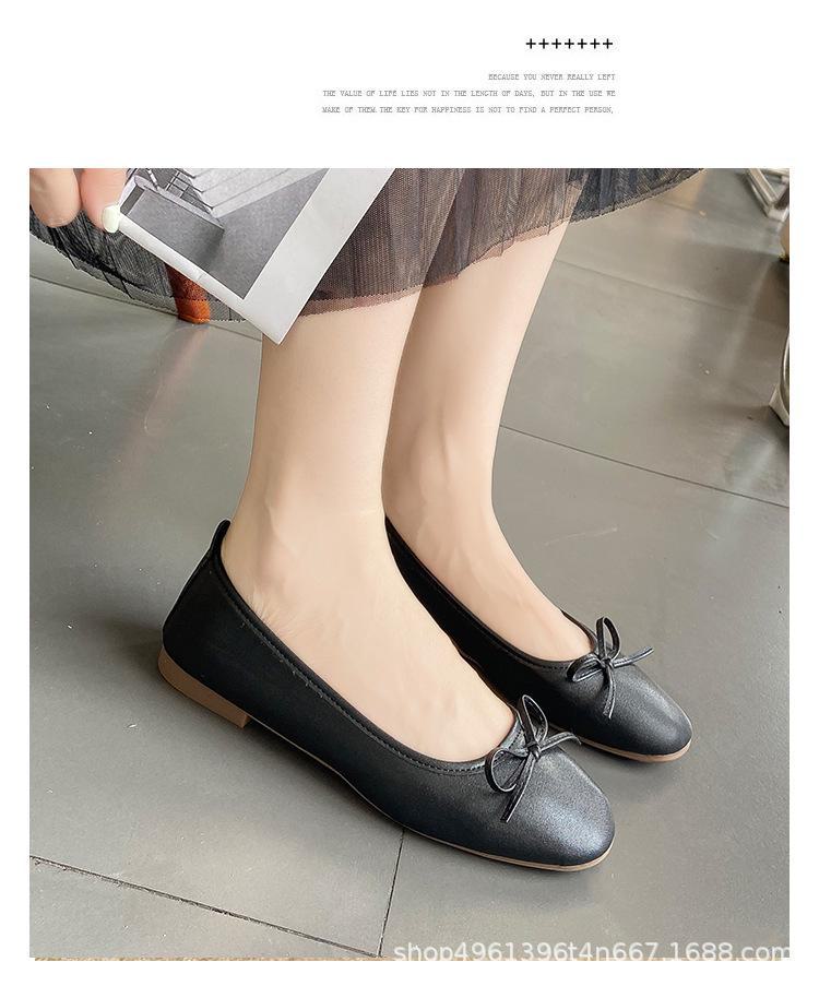 

Женские балетки с бантом из мягкой кожи — удобные, легкие, всесезонные, с квадратным носком 38 чёрный