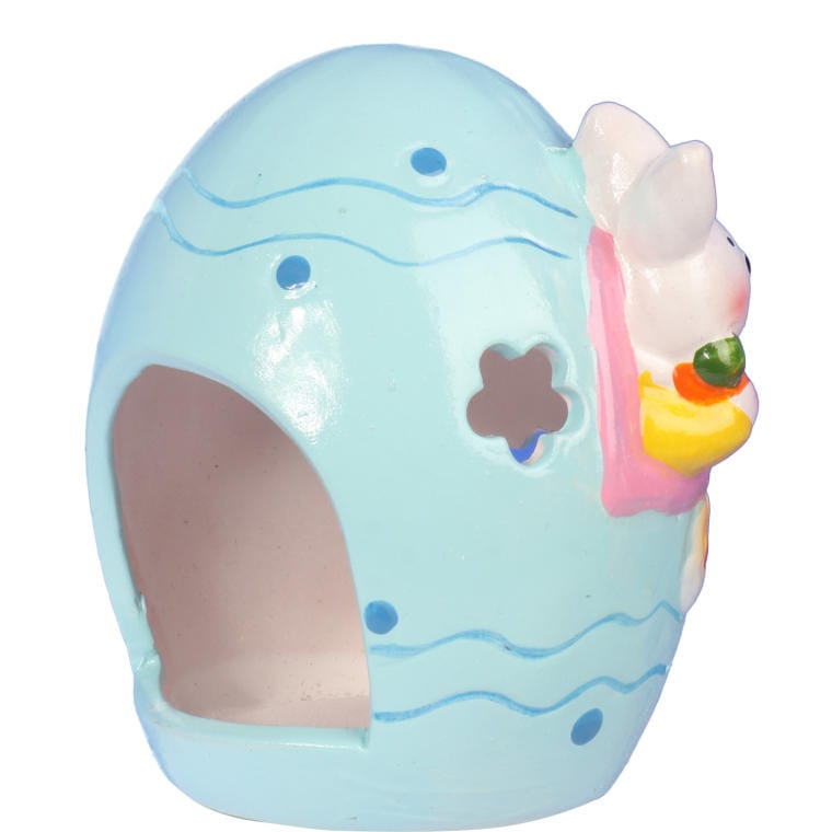 Ceramic Easter Lantern Egg with Bunny in Pink for Tealight Candle