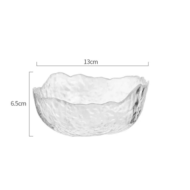1PCS Glass Salad Bowl Irregular Gold Inlay Edge Fruit Rice Serving Bowls Food Storage Container Dessert Snack Mixing Bowl