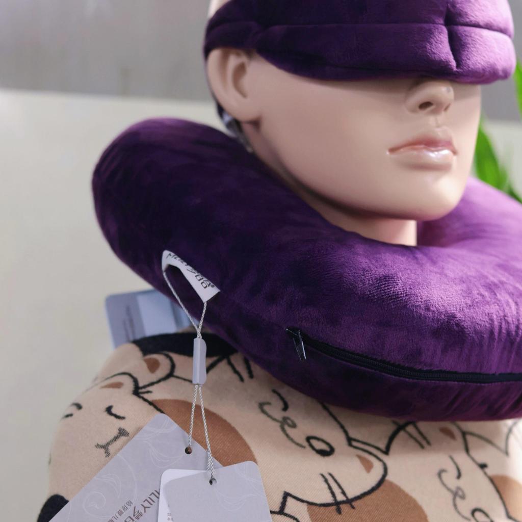 Ergonomic Lumbar Cushion + Memory Foam Neck Pillow & Eye Mask Set – Office Comfort Essentials (3-in-1)