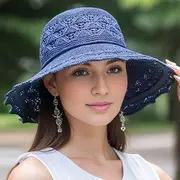 Summer washable folding hat women's Korean version large brim sunscreen sunshade sun hat women's vacation big edge cool hat