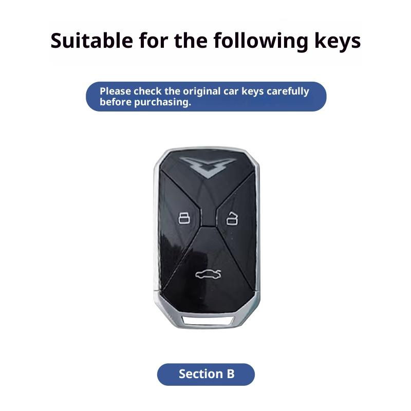 Car Zinc Alloy Leather Car Key Case Cover For Kain Kaiyi Kunlun Ihd R 300 500 Ev Protect Keychain Shell Interior Accessories