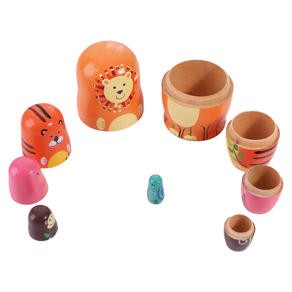 Handmade Matryoshka Doll Toys Animals Pattern Stacking Dolls Ornament Nesting Dolls  Kids Toy