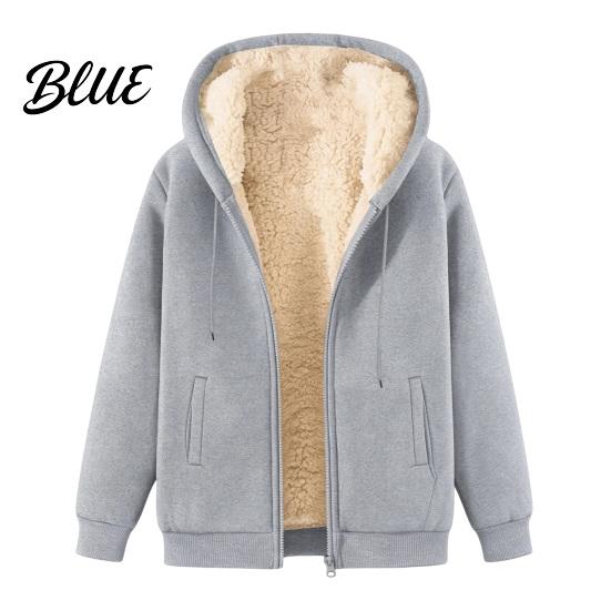 Thermal Winter Coat Jacket Hoodie Coat Fleece Zipper Sweatshirt Unisex Full Lined Autumn Hood Long