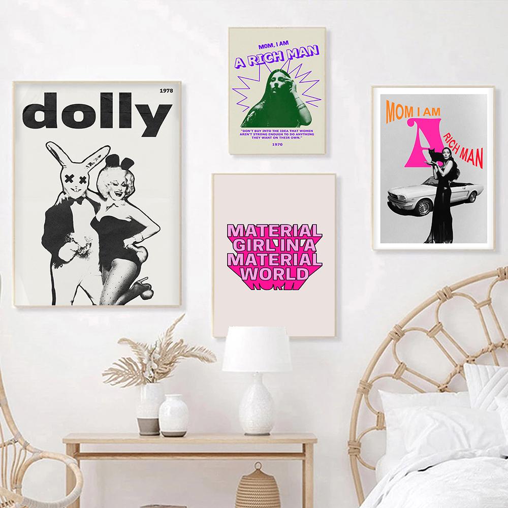Mamma Sono Un Uomo Ricco Citazione Estetica Retrò Poster Stampa Copertina Rivista Vintage Nero Muro Tela Pittura Stanza Decorazione Casa