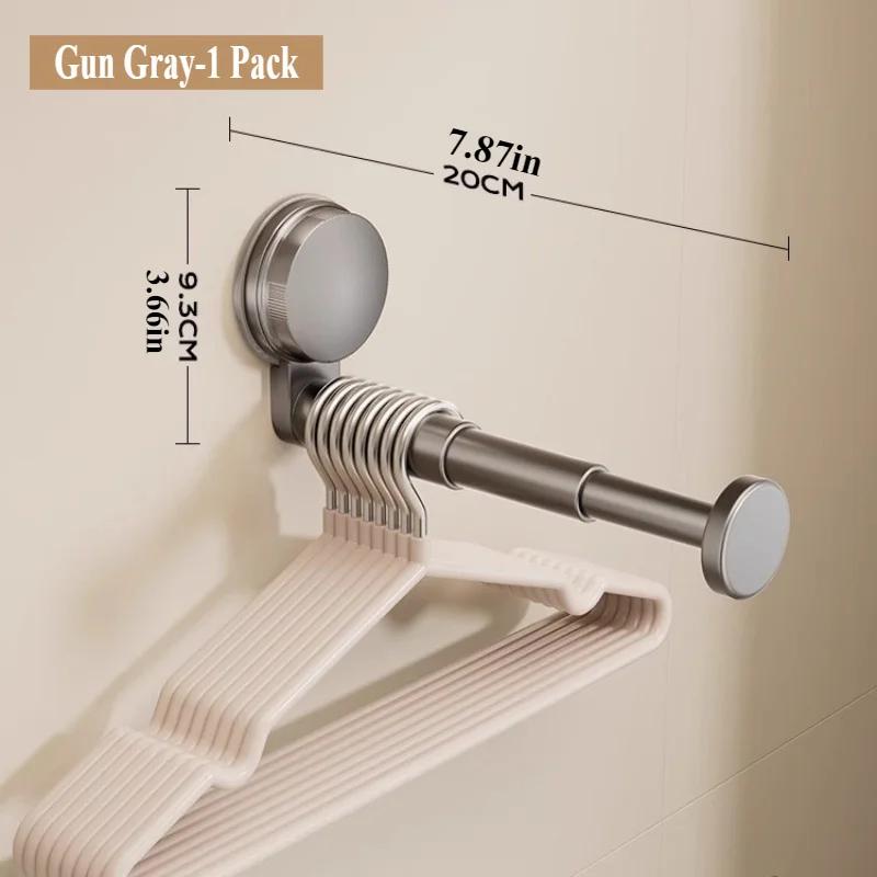 Hanger Storage Rack No-Drill Suction Cup Installation,Folding Rack Retractable Adjustable Length Home Use Hanger