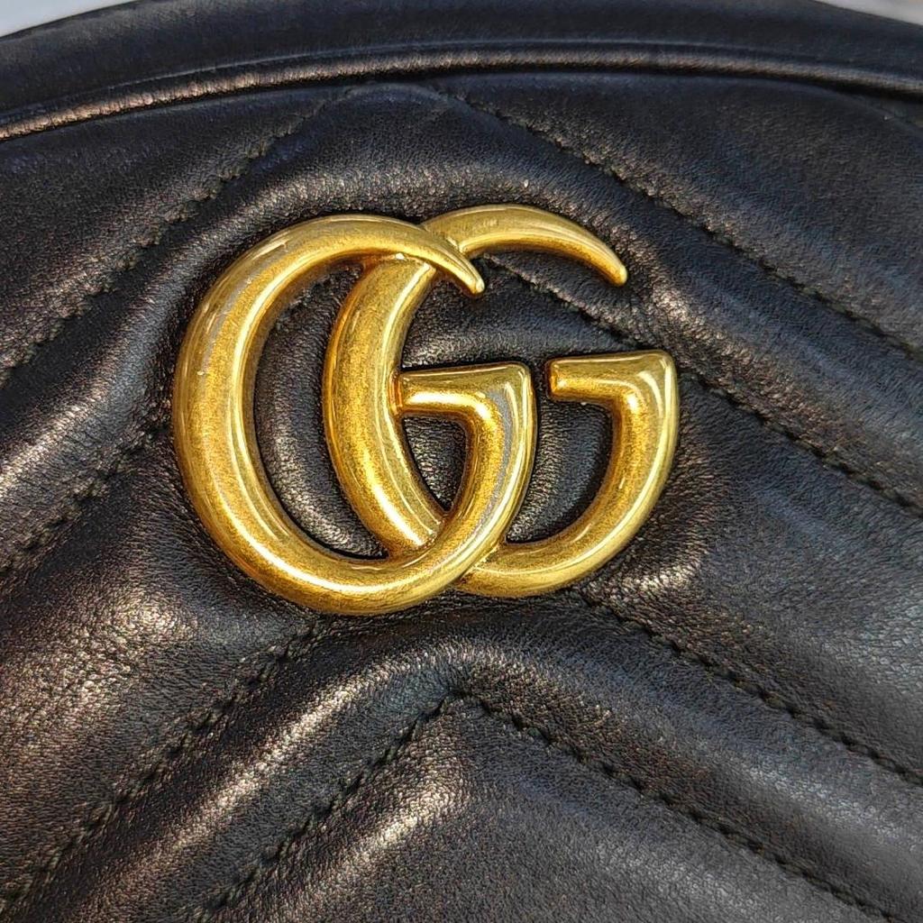[Pre-Owned] Gucci Quilted Leather GG Marmont Matelassé Belt Bag 38/95 'Black' - Very Good #12QL9CG