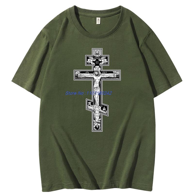 Summer New In Tops And Tshirts Orthodox Cross Tapestry Funny Shirts Graphic Tee Short Sleeve Tshirt Mens Cotton Tshirt