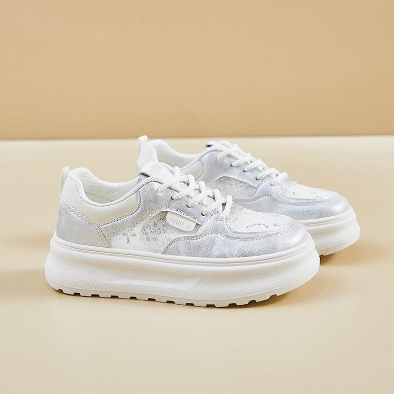 Summer New White Shoes Women's Mesh Elevator Breathable Sneakers Ins Fashionable Shoes Thick-Soled Fashionable Casual Shoes