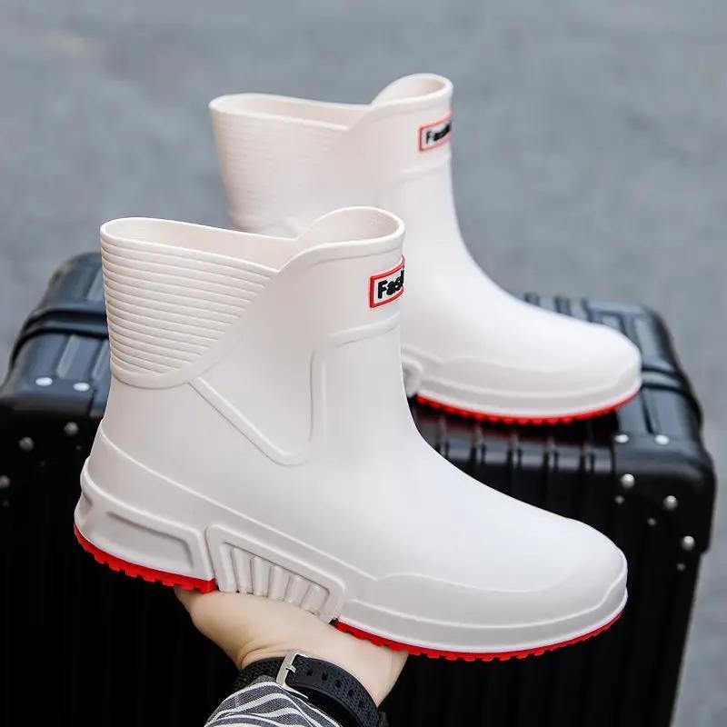 Lightweight Non Slip Male Shoes Booties Thick Platform On Offer Water Adult Designer Low-heel Fashion Wide Toes Men's Rain Boots