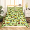 Conjunto de Roupa de Cama com Desenho de Escavadora e Trator de Construção 2/3 Peças King Amarelo Capa de Edredom Caminhão de Máquinas Capa de Colcha de Poliéster Carro para Crianças