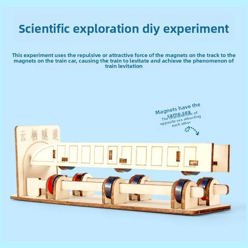 Wooden Assembled Maglev Train Scientific Experiment Children Puzzle Toy Set For Learning And Diy Kids