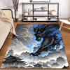 Black Dragon with Blue Flames and Chinese Temple Design Carpet Suitable for use as an anti-slip for living room bedroom sofas