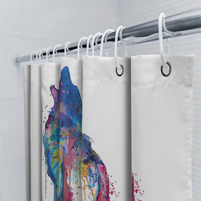 Wolf Shower Curtain Abstract Animal Art Nature Forest Decor Bathroom Set Waterproof Modern Home Decor Gift