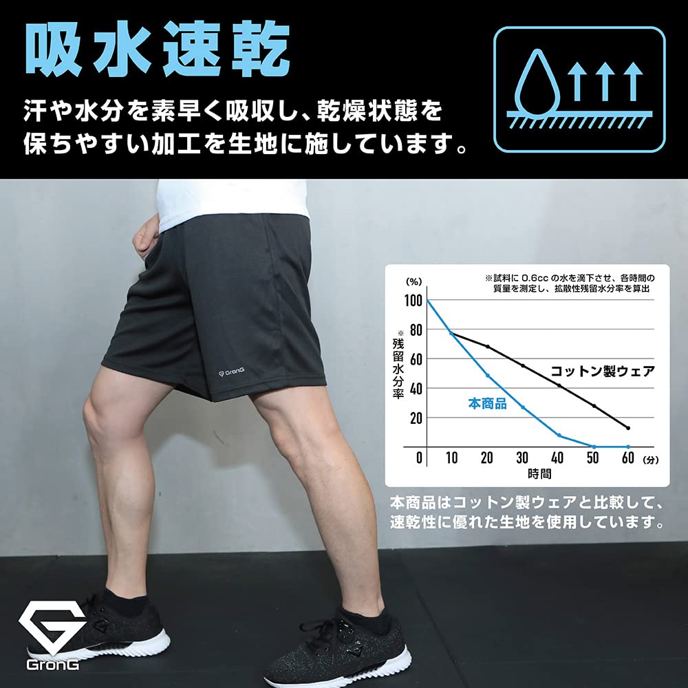 GronG Running Sports Training Antibacterial and UV Size Small Men's Shorts, Wear, Moisture-Wicking, Quick-Drying, Odor-Resistant, Protection, Black,