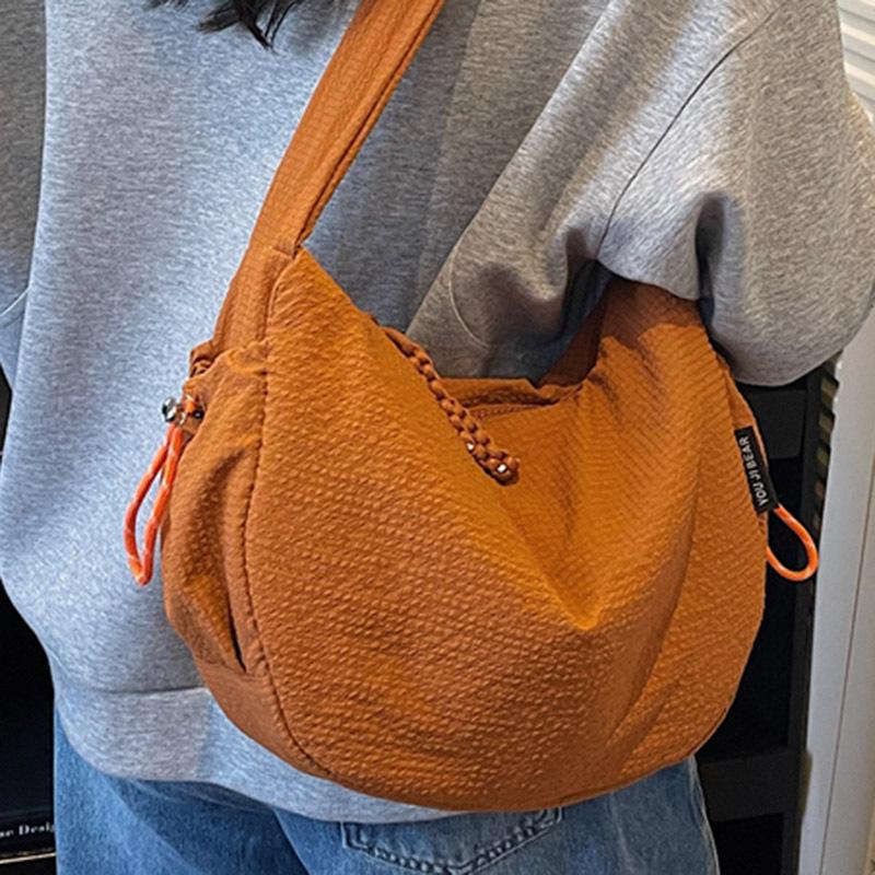 Japanese Style Casual Cloth Bag Crossbody Bag Female College Students Commuting To Class, Large Capacity Simple Dumpling Bag