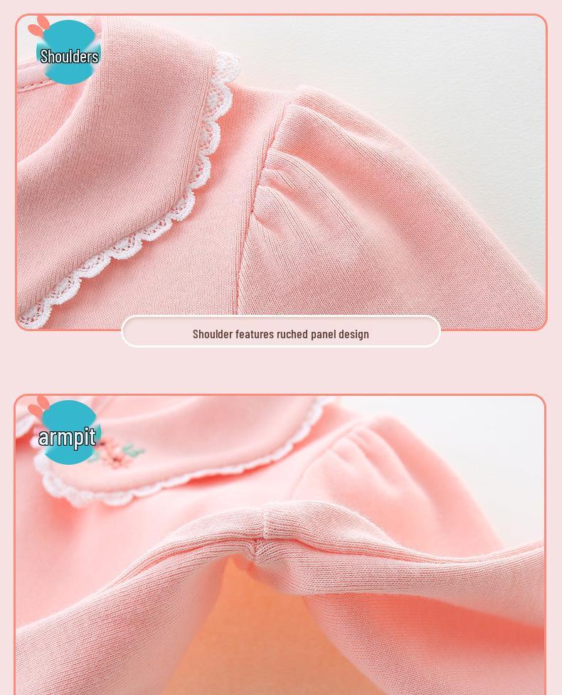 Autumn 2025 Toddler Girl Solid Color Embroidered Long Sleeve Korean Top