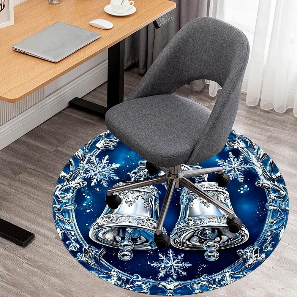 1PC Bells Snowflakes Office Round Area Rug, Under Office Chairs Bedroom Living Room Home Decor,Carpet for Office, -1110179