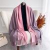 Fashion Solid Cashmere Warm Scarf for Women New Design Pashmina Winter Double Color Shawl Wraps Bufanda Tassel Blanket Poncho
