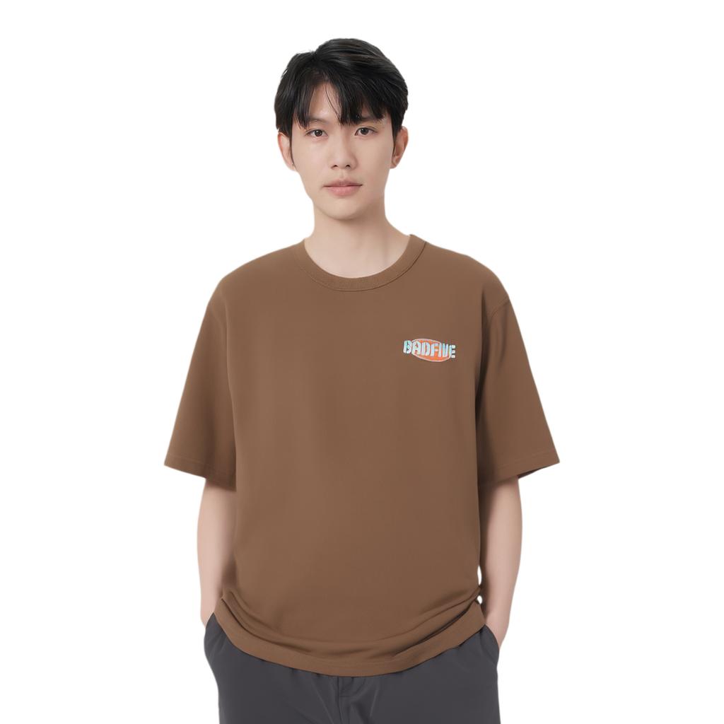 Li-Ning Anti-Five Series Printed Letter Round Neck Comfortable Breathable Loose Short Sleeve T-Shirt Men T-Shirts Brown AHSU149-5