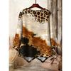 Printing Fashion New Product Large Size Round Neck Leopard Print Pattern Printing, Printing Casual and Comfortable Cross Hem Asymmetrical